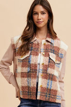 Load image into Gallery viewer, Women Brown Faux Fur Plaid Button-Up Jacket Soft Jacket For Girls Jacket With Closure

