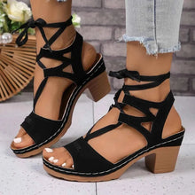 Load image into Gallery viewer, Elegant Heel Block : Lace-Up Sandals
