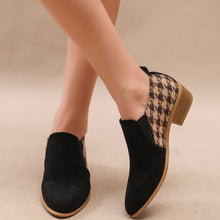 Load image into Gallery viewer, Women's Retro Color-Block Slip-On Heels – Round Toe Mid Heel Dress Shoes
