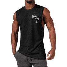Load image into Gallery viewer, Coconut Tree Embroidery Vest Summer Beach Tank Tops Workout Muscle Men Sports Fitness T-shirt

