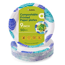 Load image into Gallery viewer, Round 9-Inch Biodegradable Compostable Paper Plates – 50 Count
