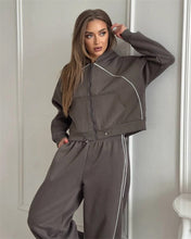 Load image into Gallery viewer, Women’s Sportswear Set Solid Color Cardigan Set
