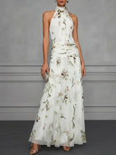 Load image into Gallery viewer, Halter Neck Printed Maxi Dress – Fitted Sleeveless Long Dress
