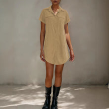Load image into Gallery viewer, Women’s Retro Casual Corduroy Short Sleeve Shirt Dress
