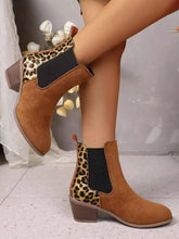 Load image into Gallery viewer, Leopard Print Chelsea Ankle Boots with Block Heel
