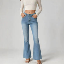 Load image into Gallery viewer, High-Waist Slim-Fit Slightly Flared Women's Jeans – Full-Length Denim Pants
