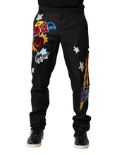 Load image into Gallery viewer, Dolce &amp; Gabbana Black Graphic Embroidery Men Pants
