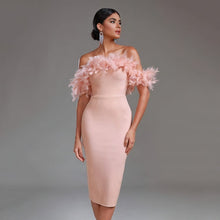 Load image into Gallery viewer, Off-neck Feather Women's Dress
