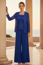 Load image into Gallery viewer, Women's Floral Lace Jacket &amp; Top &amp; Chiffon Wide-Leg Pants Three-Piece Formal Set – 12 Colors US0–14
