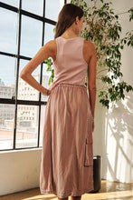 Load image into Gallery viewer, Drawstring Sleeveless Washed Dress For Women – Relaxed, Trendy, Comfortable, Perfect Dress for Casual Wear and Outdoor Adventures
