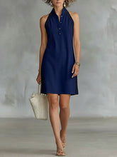 Load image into Gallery viewer, Women’s Sleeveless Button-Up Collar Shirt Dress
