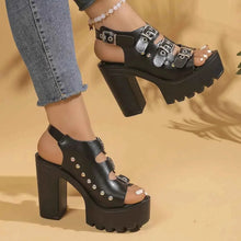 Load image into Gallery viewer, Buckle Platform Block Heels Sandals
