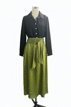 Load image into Gallery viewer, Button-Down Shirt &amp; High-Waist Tie Skirt Two-Piece Set
