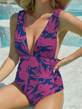 Load image into Gallery viewer, Elegant Floral Printed Plunge : Wide Strap One-Piece Swimwear
