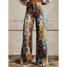Load image into Gallery viewer, Women's Printed Flare Pants – Mid-Waist Full Length Plus Size
