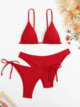 Load image into Gallery viewer, Essential Edge 3-Piece Bikini Set for Women – Solid Color High-Cut Triangle Top Two-Style Bottoms with Side Lace-Up Design &amp; Quick-Drying Comfort – Versatile Women's Swimwear for Summer Pool Beach &amp; Travel
