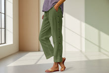 Load image into Gallery viewer, Cropped Pants With Decorative Buttons Along the Side Seams
