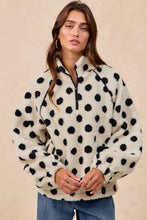 Load image into Gallery viewer, BiBi Polka Dot Sherpa Half Zip Up Top with Side Pocket
