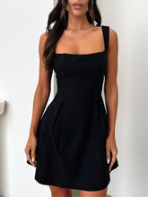 Load image into Gallery viewer, Dark Blue Bow Back Square Neck Mini Dress Luxury Feminine &amp; Flattering Dress For Girls
