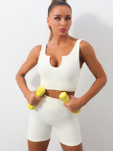 Load image into Gallery viewer, Seamless Ribbed Built Bra Tank Top – Women's Longline Workout Crop Top
