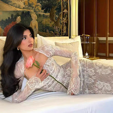Load image into Gallery viewer, Lace Shawl Two-Piece Mermaid Maxi Dress Set – Long Sleeve
