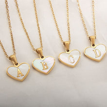 Load image into Gallery viewer, 26 Letter Heart-shaped Necklace White Shell Love Clavicle Chain Fashion Personalized Necklace For Women Jewelry Valentine's Day
