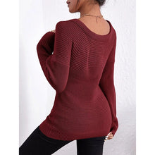 Load image into Gallery viewer, Women's Off-Shoulder Crossover Knit Sweater – Slim Fit Long Sleeve

