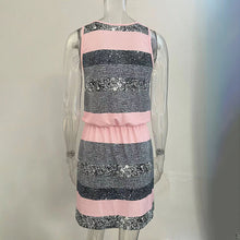 Load image into Gallery viewer, Women’s Color‑Block Striped Tie‑Waist Mini Dress
