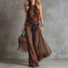 Load image into Gallery viewer, Leopard Print Sheer Wide-Leg Pants &amp; Sleeveless Tank Top Set
