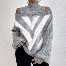 Load image into Gallery viewer, Women’s Elegant Off-Shoulder Turtleneck Sweater — Long Sleeve Knit Top
