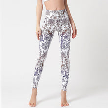 Load image into Gallery viewer, 💜 Marble Print High-Waist Yoga Leggings – Sculpted Fit in Bold Purple
