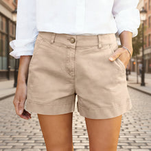 Load image into Gallery viewer, Women's High-Waisted Twill Cotton Bermuda Shorts
