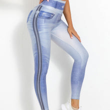 Load image into Gallery viewer, Denim-Look Peach Butt Yoga Leggings – Slim Fit Fitness Workout Pants

