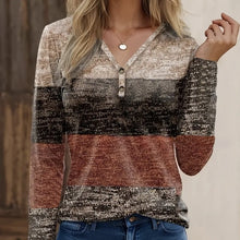 Load image into Gallery viewer, Women's Pullover Color Block Casual Long Sleeved T-shirt
