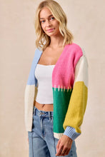 Load image into Gallery viewer, BiBi Color Block Open Front Sweater Cardigan
