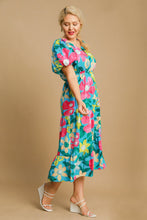 Load image into Gallery viewer, Beautiful Full Size Floral Print Puff Sleeve Midi Dress Plus Size Trendy &amp; Chic Dress Modern Design
