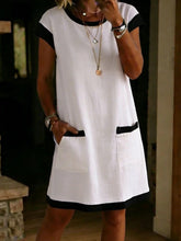 Load image into Gallery viewer, Women's Color-Block T-Shirt Mini Dress – Pocket Straight Cut
