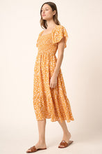 Load image into Gallery viewer, New Summer Flower Print Flutter Sleeve Smocked Midi Dress For Women – Fluttering, Trendy, Romantic and Feminine Style
