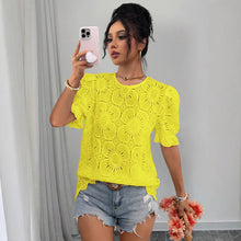 Load image into Gallery viewer, Women's Hollow-Out Lace Puff-Sleeve Shirt Top – Loose Fit
