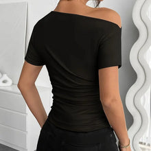 Load image into Gallery viewer, Women’s Y2K Ruched One-Shoulder Summer Top – Slim Fit Asymmetrical Shirt
