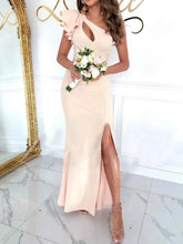 Load image into Gallery viewer, Cutout One Shoulder Ruffle : Split Dress
