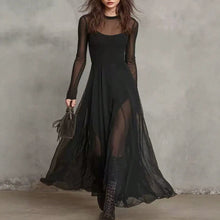 Load image into Gallery viewer, Women's Elegant Mesh-Spliced Maxi Dress — High Waist Slim Fit Patchwork
