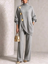 Load image into Gallery viewer, Women's Asymmetric High-Neck Sweater &amp; Wide-Leg Pants Set
