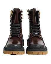 Load image into Gallery viewer, Dolce &amp; Gabbana Brown Black Leather Boots Zipper Lace Up Shoes
