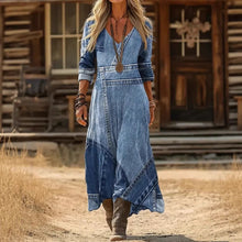 Load image into Gallery viewer, Women's Retro Chic 3D Print V-Neck Long-Sleeve A-Line Dress
