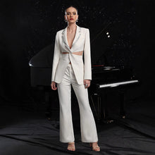 Load image into Gallery viewer, Women's Elegant Hollow-Out Long-Sleeve Suit Jacket &amp; Pants Set
