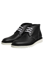 Load image into Gallery viewer, Dolce &amp; Gabbana Black White Leather Ankle Boots Shoes
