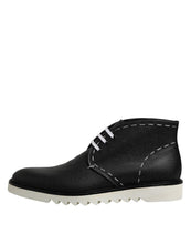 Load image into Gallery viewer, Dolce &amp; Gabbana Black White Leather Ankle Boots Shoes
