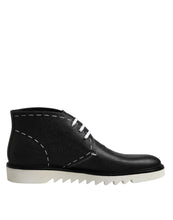 Load image into Gallery viewer, Dolce &amp; Gabbana Black White Leather Ankle Boots Shoes
