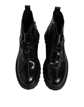 Load image into Gallery viewer, Dolce &amp; Gabbana Black Leather Logo Ankle Boots Lace Up Shoes
